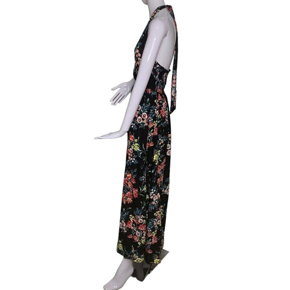 Halter V Neck Floral Party Split Maxi Romper Dress Size S - Picture 6 of 10